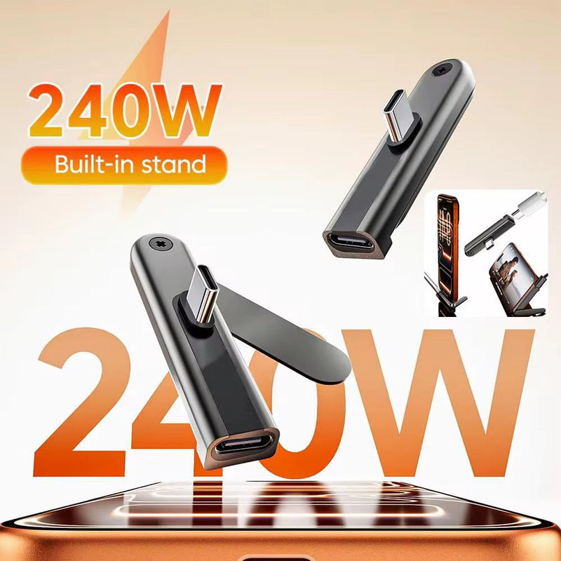 USB-C Foldable Phone Stand Adapter with phone